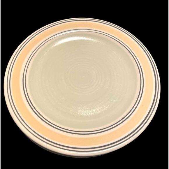 Pfaltzgraff Set 4 Key Largo 8.5" Stoneware Salad Plates Cream Yellow Green Bands - Picture 3 of 4